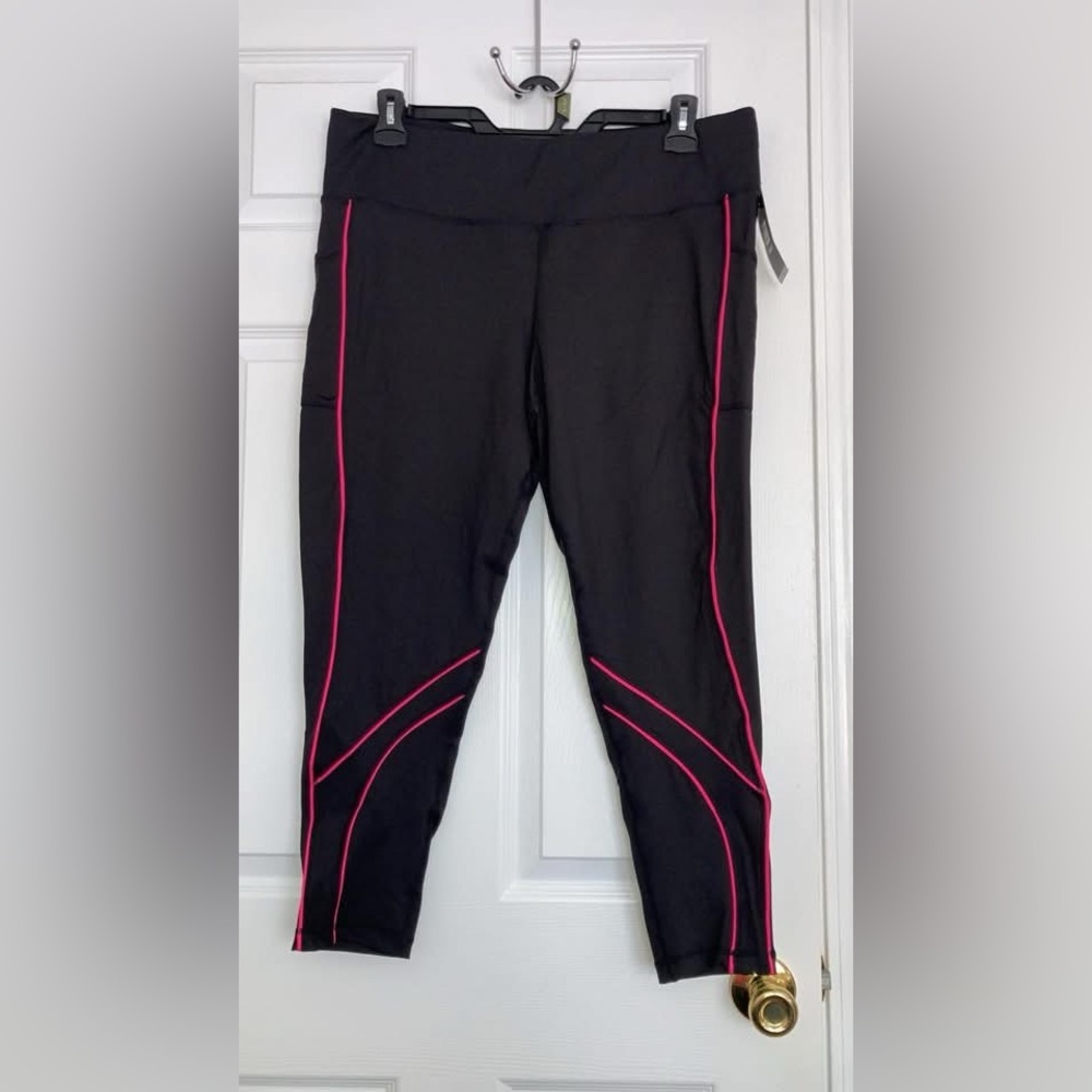 Ideology Black Leggings with Pink Accents